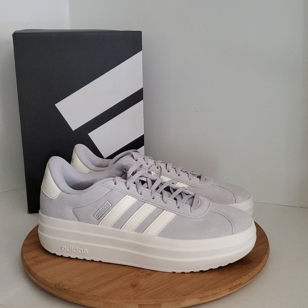 Adidas VL Court Bold Grey Off White Suede Skateboarding Sneakers W 9.5 NIB